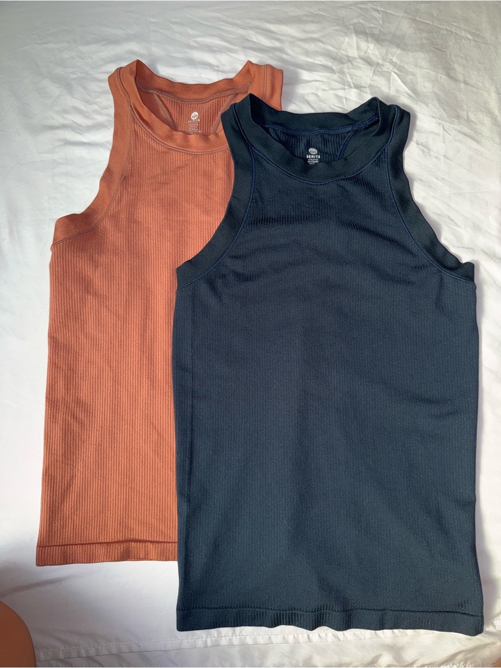 Senita Ribbed Tank Top - Navy and Rust